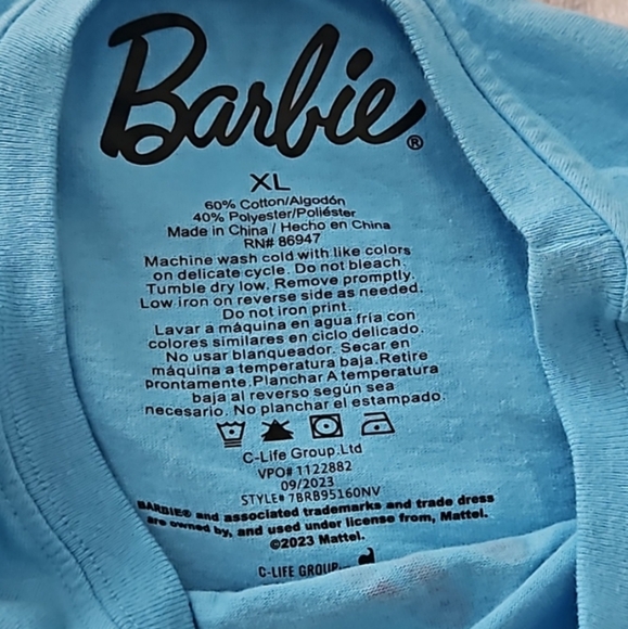 Barbie Blue Crop Top Size XL - Picture 3 of 4